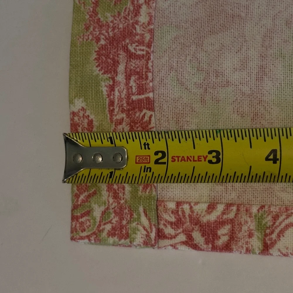 Vintage French Country Toile de Jouy Window Valance Red Green Pastoral 53x16